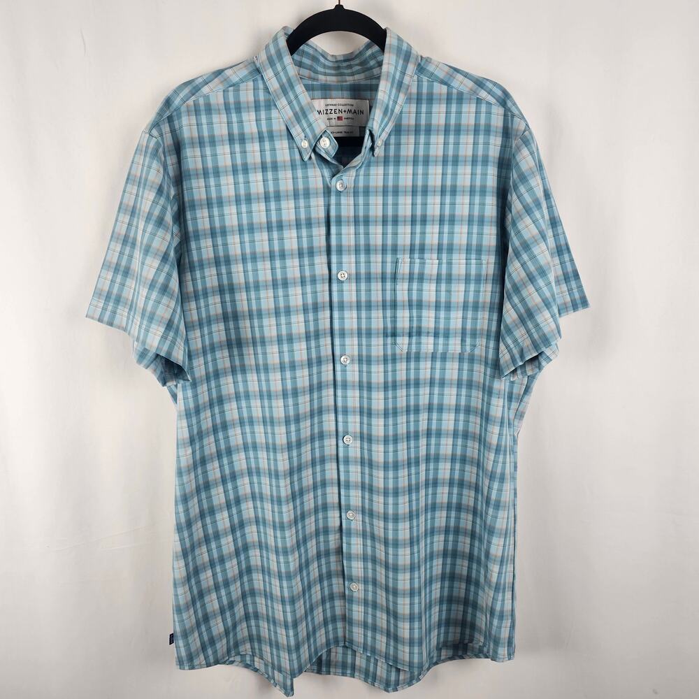 MIZZEN+MAIN Leeward Collection Plaid Performance Shirt Mens XXL Trim Fit